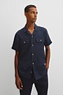 Double Pocket Textured Linen Short Sleeve Shirt