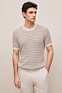 Linen Cotton Rib Stripe Knit T-shirt