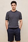 Linen Cotton Rib Stripe Knit T-shirt