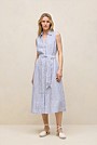 Yarn Dyed Linen Stripe Sleeveless Shirt Dress