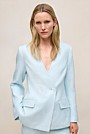 Linen Collarless V Neck Blazer