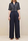 Cotton Blend Tailored Wide Leg Pant