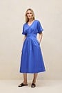 Cotton Sateen Pleat Waist Dress