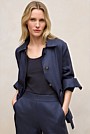 Linen Pocket Detail Belted Jacket