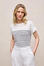 Linen Cotton Stripe Relaxed Crew T-shirt
