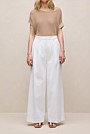 Cotton Blend Tailored Wide Leg Pant