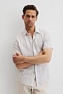 Organically Grown Linen Short Sleeve Stripe Shirt
