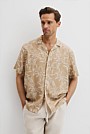 Tencel Linen Palm Print Short Sleeve Shirt