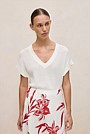 Mercerised Cotton Relaxed V Neck Knit