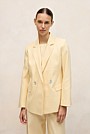 Linen Cotton Herringbone Double Breasted Blazer