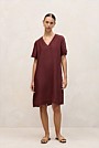 Delave Linen V Neck Popover Shift Dress