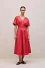 Cotton Sateen Pleat Waist Dress