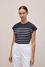 Breton Stripe Cap Sleeve T-shirt