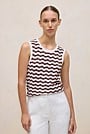 Cotton Pointelle Wave Stripe Tank