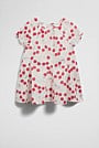 Short Sleeve Cherry Godet Dress