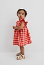 Gingham Flutter Sleeve Dress