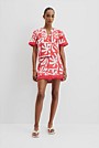 Organically Grown Linen Print Fray Mini Skirt