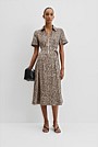 Organically Grown Linen Blend Print Drop Waist Shirt Dress