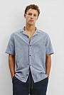 Short Sleeve Cotton Linen Basket Weave Shirt