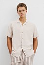 Short Sleeve Cotton Linen Basket Weave Shirt