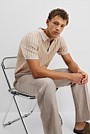 Australian Cotton Blend Silk Stripe Knit Polo