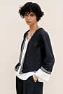 Linen Blend Border Print Popover Shirt