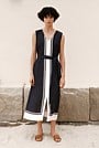 Linen Blend Border Print Dress