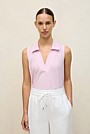 Linen Cotton Knit Collared Tank