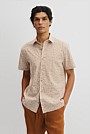Short Sleeve Cotton Leaf Print Shirt