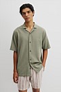 Short Sleeve Cotton Linen Basket Weave Shirt