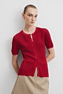 Waffle Short Sleeve Button Knit
