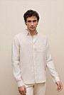 Regular Fit Linen Micro Check Long Sleeve Shirt