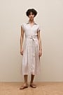 Soft Pleat Belted Dress