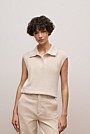 Cotton Cashmere Sleeveless Button Neck Knit