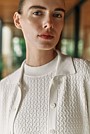Cotton Cashmere Cable Mock Neck Knit