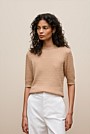 Cotton Cashmere Cable Mock Neck Knit