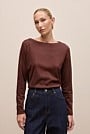Metallic Boat Neck Long Sleeve T-Shirt