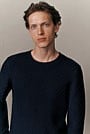 Cotton Blend Textured Crew
