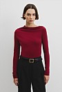 Merino Wool Blend Drape Neck Knit