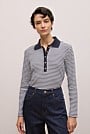 Cotton Stripe Button Detail Polo