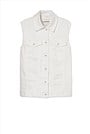 Sleeveless White Denim Vest