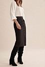 Button Midi Denim Skirt