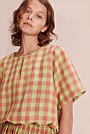 Organically Grown Linen Check Full Sleeve Blouse