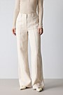 Yarn Dyed Linen Pintuck Detail Wide Leg Pant