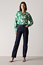 Contrast Floral Draped Blouse