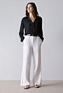 Linen Pintuck Detail Wide Leg Pant