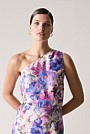 Silk Multi Floral One Shoulder Top