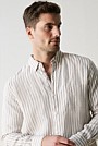 Regular Fit Delave Linen Bold Stripe Shirt