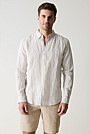 Regular Fit Delave Linen Bold Stripe Shirt