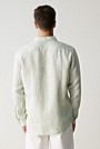 Regular Fit Yarn Dyed Linen Fine Stripe Shirt